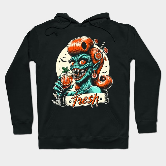 Aperol Spritz Fresh Monster Lady Hoodie by ravensart